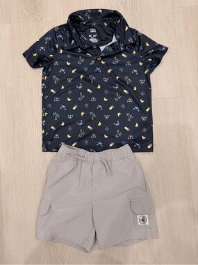 C&C California Black Polo with Yellow & Blue Tropical Motif